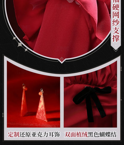 Scarlet El Vandimion Cosplay Costume Wig Red Dress Anime May I Ask for One Final Thing Ice Rose Earrings Women Girls Role Play