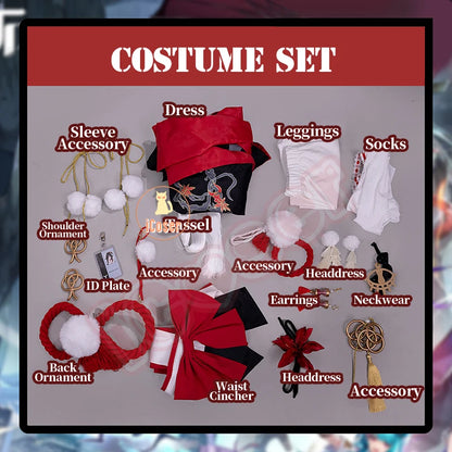 Neverness To Everness Hotori Cosplay Costume Dress Headwear Earrings Game NTE Outfit Halloween Party for Women Girls Role Play