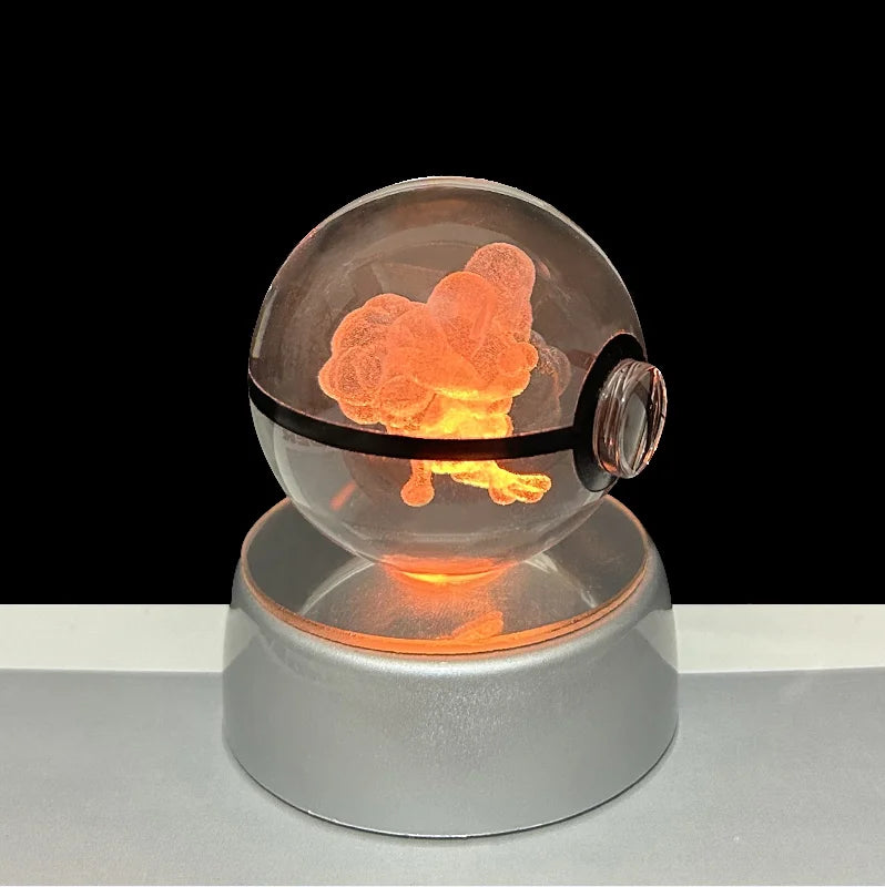 Pokemon 3D Crystal Ball Glastrier Charizard Eternatus Froakie Anime Game Pokeball Led Night Light Base Birthday Gift Home Decora