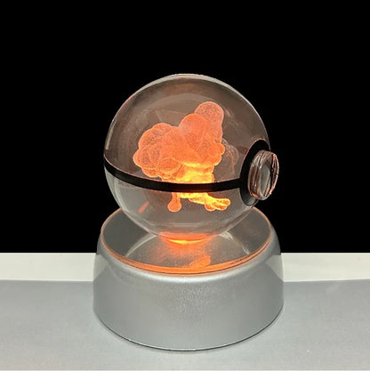 Pokemon 3D Crystal Ball Glastrier Charizard Eternatus Froakie Anime Game Pokeball Led Night Light Base Birthday Gift Home Decora