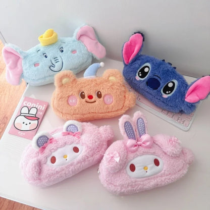 Cartoon My Melody Butter Bear Plush Makeup Bag Cute Anime Pencil Case Large Capacity Student Pencil Case Storage Bag Gifts Girl