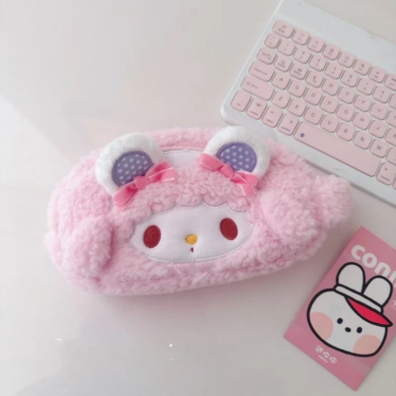 Cartoon My Melody Butter Bear Plush Makeup Bag Cute Anime Pencil Case Large Capacity Student Pencil Case Storage Bag Gifts Girl