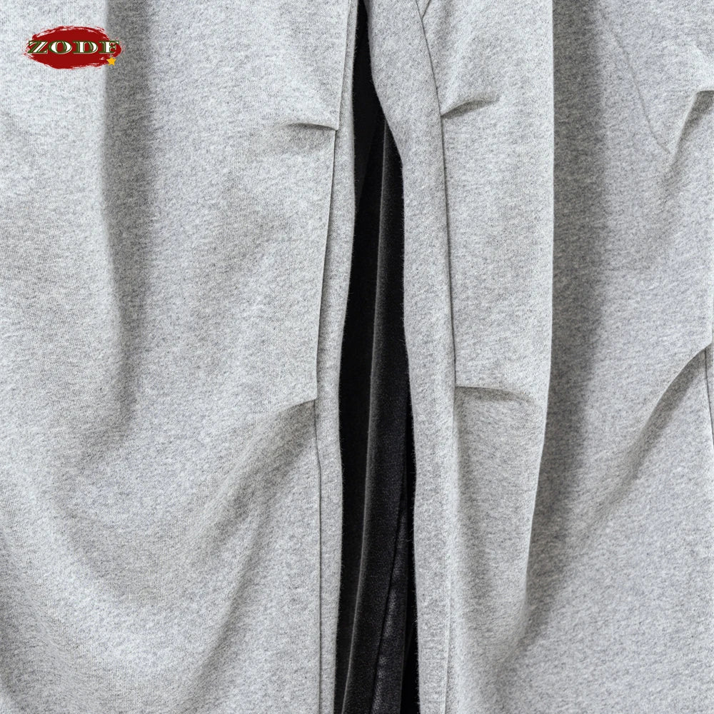 ZODF Retro 2024 Winter Patchwork Pants For Men Unisex Washed High Street 370gsm Oversized Double Knees Straight Trousers HY0878