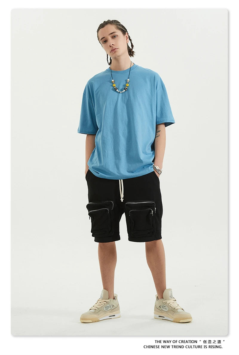 ZODF Trendy 2025 Men Basic Solid Cotton T-Shirts Unisex Male 190gsm Summer Loose Comfortable Soft Tees Shirt Streetwears HY0040