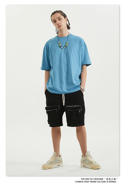 ZODF Trendy 2025 Men Basic Solid Cotton T-Shirts Unisex Male 190gsm Summer Loose Comfortable Soft Tees Shirt Streetwears HY0040