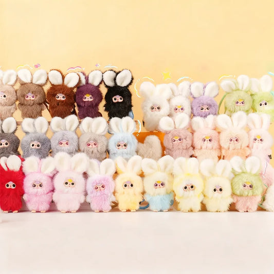 Baby Three Super Mini Bunny Series Mystery Blind Box Plush Keychain Pendant Collectible Soft Fluffy Doll Gift