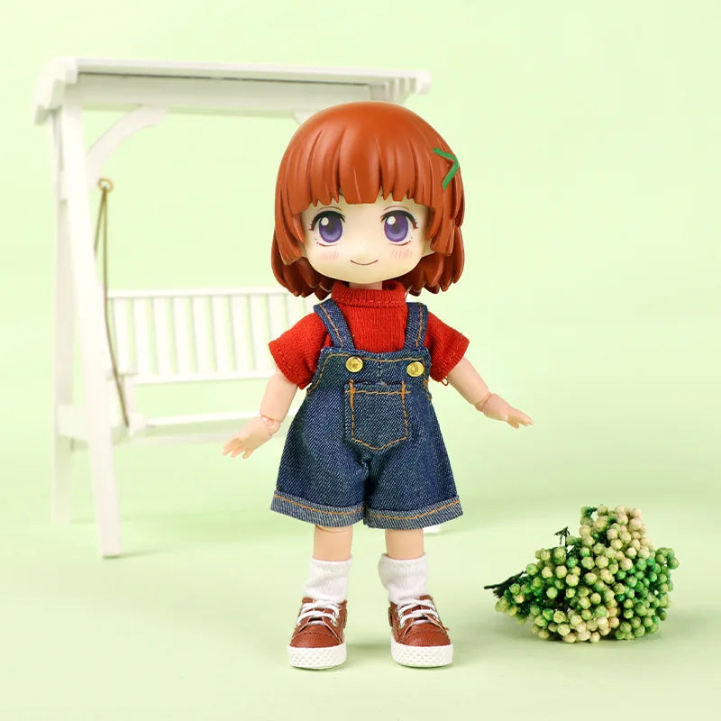 Ob11 Doll Clothes Fashion Tops Jeans Sweatshirt Cool Sleeveless High Neck Sweater Suspenders Shorts For 1/12 Bjd Dolls Accessory