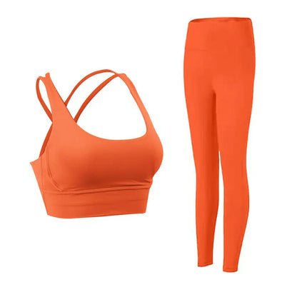 2 Piece Women’s Yoga Tracksuit Athletic Wear Pilates Fitness Suit Gym Workout Push-Up Sports Bra and Leggings Set