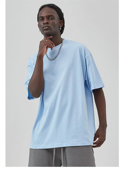 ZODF 2025 Spring Summer Men Solid 100% Cotton T-Shirts Unisex Women Loose 230gsm Noshrink Basic T Shirt Brand Tops HY0151