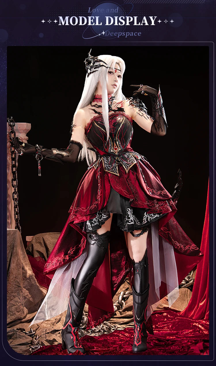 Abyss Lord Heroine Cosplay Costume Game Love and Deepspace【XS-2XL】DokiDoki-R Women Red Dress Halloween Qinche Sylus Plus Size