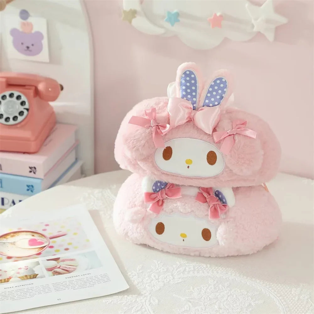 Japanese Style Plush My Melody Kuromi Tissue Box Durable Home Car Hotel Sofa Paper Tissue Holder Napkin Case Pouch Girl's Gift