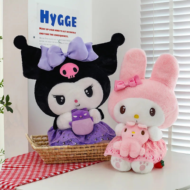 new 45/55/75cm Big Size Kuromi My Melody Sanrio Anime Plush Stuffed Doll Room Decoration Plushies Pillow Ornaments Holiday Gifts