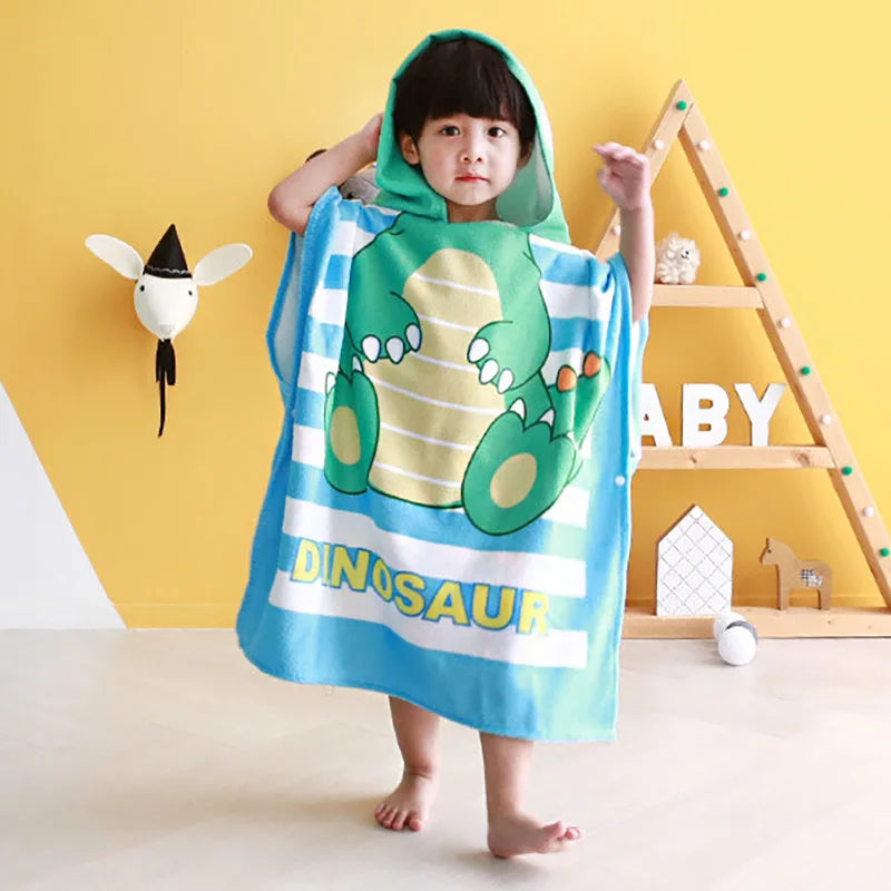 Bath Robe for Kids Bathing Towels Boys Hooded Microfiber Unicorn Beach Towel Robes Girls Stitch Cape Towels Poncho