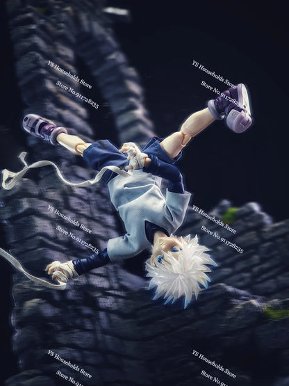 1/12 Killua Zoldyck Anime Boy Figure Mini T-shirt Shorts White Cloth Belt Clothes Toys Accessory For Hunter Shf 6inch Soldier