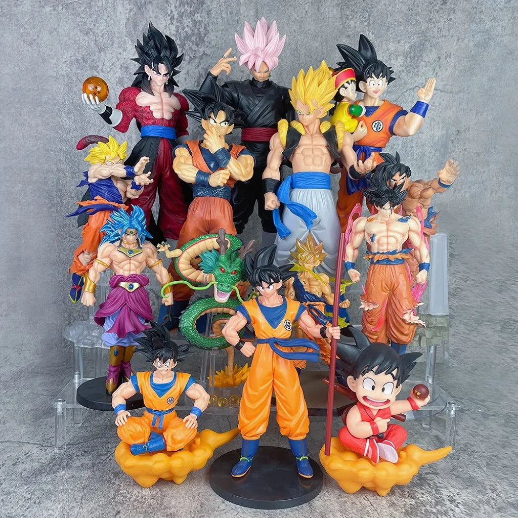 18cm 6PCS Dragon Ball Z Super Goku Vetega Majin Buu Freeza Beerus Whis Mark Karin Gotenks PVC Figures Anime Collectiable Model