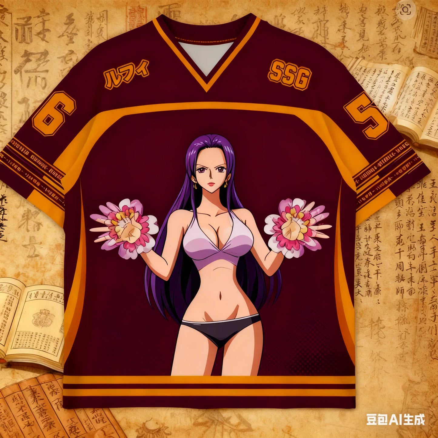 2526 New Bandai Anime One Piece Luffy Summer Jersey T-shirt Oversized 3D Adult and Children's Multifunctional Top Christmas