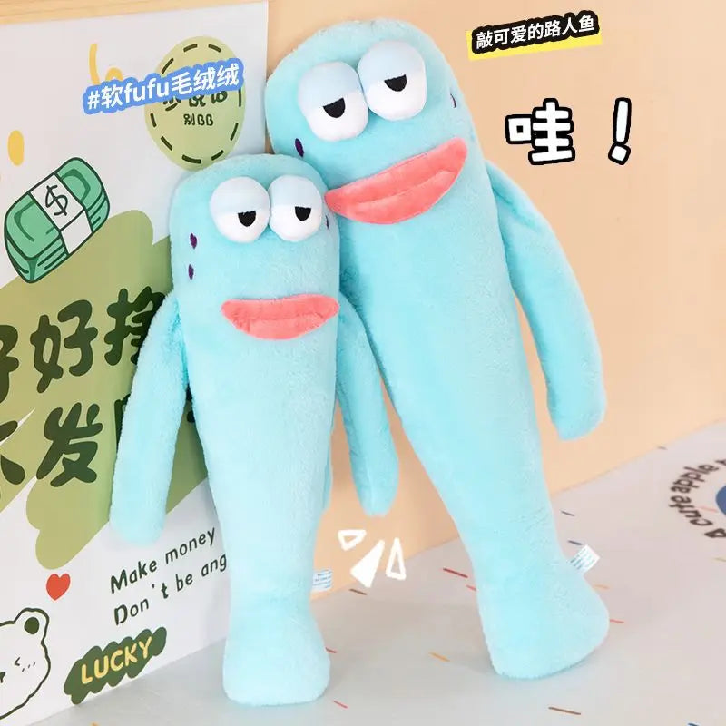 Sanrio 80cm Cute Plush Cartoon Ugly Fish Stuffed Toy Funny Knock Knock Doll New Viral Kids Birthday Christmas Gift for Children