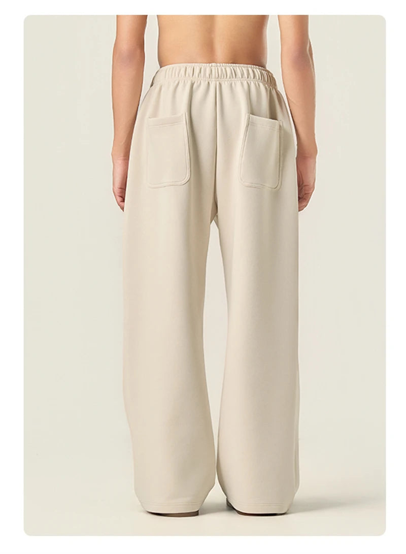 ZODF Casual 350gsm Fleece Unisex Loose Fit Wide Leg Straight Pants Warm Sport Trousers Winter HY0037
