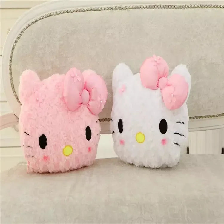 Aoger Kawaii Hello Kitty Rose Velvet Plush Melody Pillow Plushie Toy Soft Pillow Decorative Doll Bedding Kids Birthday Gift