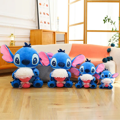 30/70CM Lilo and Stitch Disney Plush Toys Anime Cartoon Stuffed Xmas Rose Bouquet Angel Stich Doll Plushie Kids Birthday Gifts