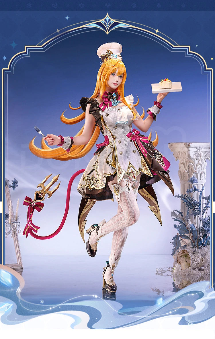IN STOCK Escoffier Cosplay Costume Game Genshin Impact DokiDoki-SR Women Fontaine Costume Escoffier Cosplay Tail Wig