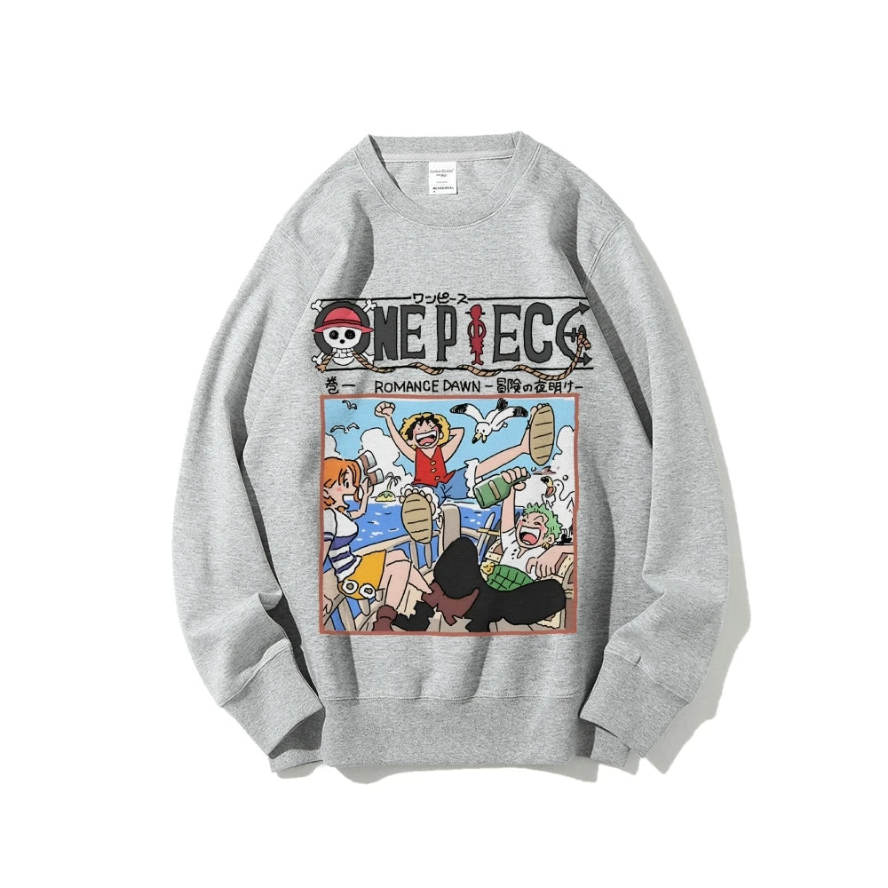 Unisex Anime One Piece Sweatshirt Casual Streetwear Men Women Pullover Hoodie Graphic Sweater Long Sleeves Top Autumn Trendy