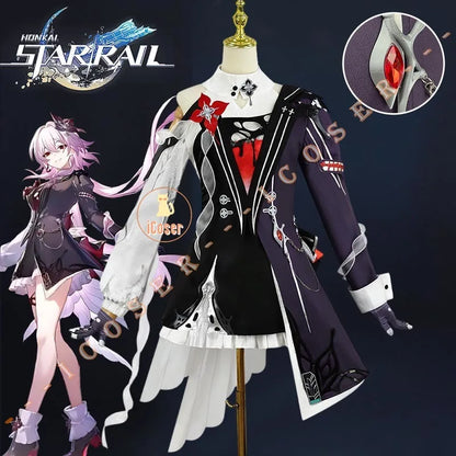 Honkai Star Rail Evernight March 7th Cosplay Costume Dress Earrings Mysterious Foreign Guest Halloween Party for Women Carnival