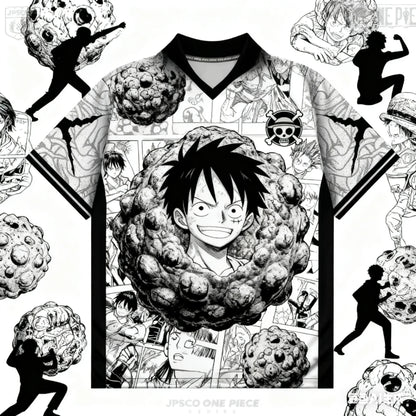 2526 New Bandai Anime One Piece Luffy Summer Jersey T-shirt Oversized 3D Adult and Children's Multifunctional Top Christmas