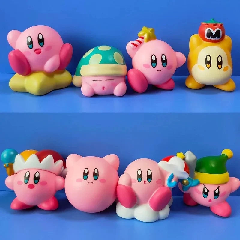 8pcs Star Kirby Anime Figure Set Cute Pink Mini Collectible Toys for Kids Gifts - B-8Pcs