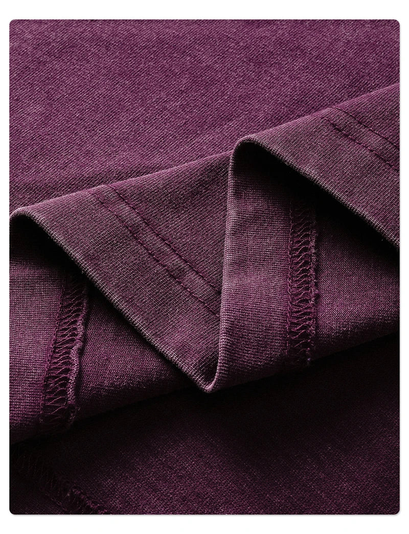 ZODF Retro 285gsm Batik Washed Cotton Man's T-Shirts Unisex Solid Loose Distressed Patchwork Full Sleeve Tee Shirt Tops HY1161