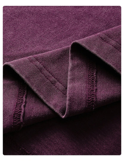 ZODF Retro 285gsm Batik Washed Cotton Man's T-Shirts Unisex Solid Loose Distressed Patchwork Full Sleeve Tee Shirt Tops HY1161