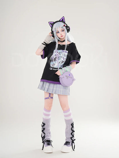 Yoisakii Kanadee Cosplay Costume Game DokiDoki-R Cosplay Women Cute Dress Cosplay Kanadee Bag Earphones Halloween Wig