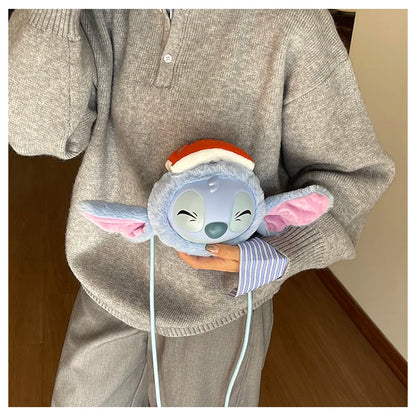New Disney Stitch Cartoon Plush Backpack Cute Winter Gift For Girls Stuffed Animal Toy Plushie Bag Kids Carry-On Satchel