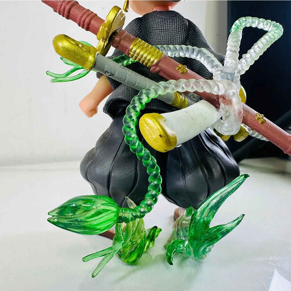 New One Piece Anime Figure Q-version Roronoa Zoro Model Ornaments Action Figures Collection Model Doll Toy Kid Gift