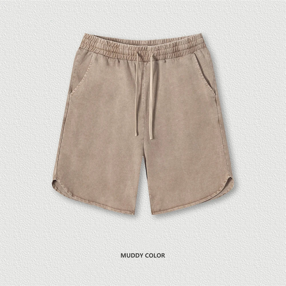 ZODF New 2024 Men Washed Plush Cotton Shorts Unisex Couple Loose 358gsm Distressed Comfortable Short Pants Streetwears HY0807