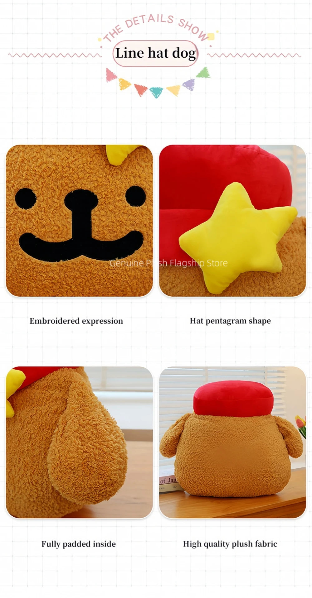 65cm Big Size Maltese Line Hat Dog Cartoon Anime Plush Stuffed Doll Toy Cute Room Bolster Sleeping Pillow Plushies Holiday Gifts