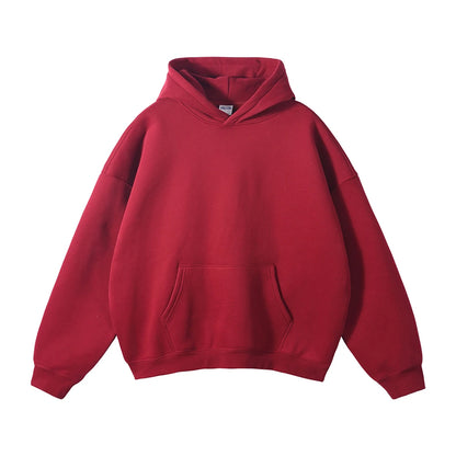 ZODF New Thick 350gsm Fleece Hooded Hoodies For Men Unisex Winter Oversized Loose Basic Solid Sweatshirts Pullovers Coats HY0631