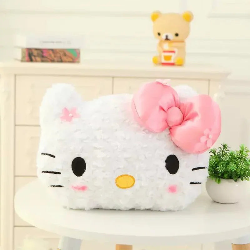 Aoger Kawaii Hello Kitty Rose Velvet Plush Melody Pillow Plushie Toy Soft Pillow Decorative Doll Bedding Kids Birthday Gift