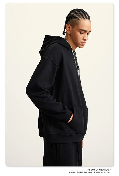 ZODF New Winter 440gsm Terry Hooded Hoodies For Men Retro Unisex Couple Loose Oversized Solid Pullovers Streetwears HY0664