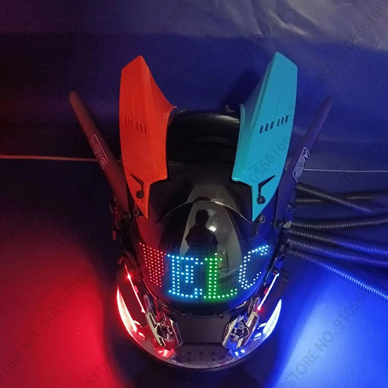 Cyberpunk App Mask Light Up Rolling Subtitles Screen Mask Cos Mech Technology Sense Mobile Phone Control Helmet Role Play