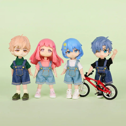 Ob11 Doll Clothes Fashion Tops Jeans Sweatshirt Cool Sleeveless High Neck Sweater Suspenders Shorts For 1/12 Bjd Dolls Accessory