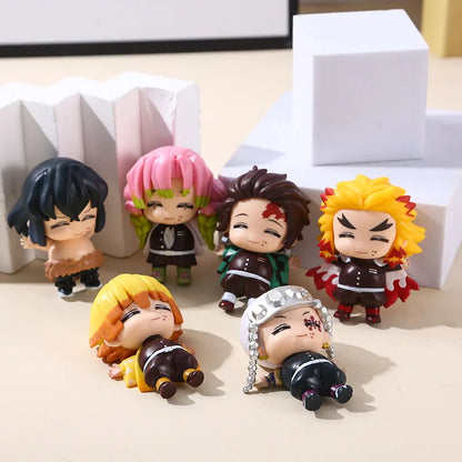 1Set Demon Slayer Anime Figure Kamado Tanjirou Agatsuma Zenitsu Inosuke Doll Toys Kyoujurou Belly Filling Ornaments Tengen