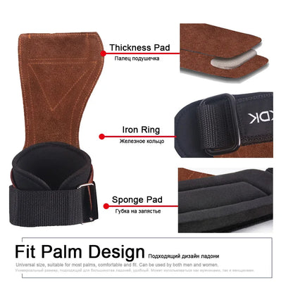 The Codex Cowhide Gym Grips with Wrist Wraps for Men and Women – Weightlifting Fitness Workout Palm Guards