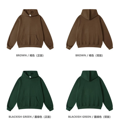 ZODF New Winter 440gsm Terry Hooded Hoodies For Men Retro Unisex Couple Loose Oversized Solid Pullovers Streetwears HY0664