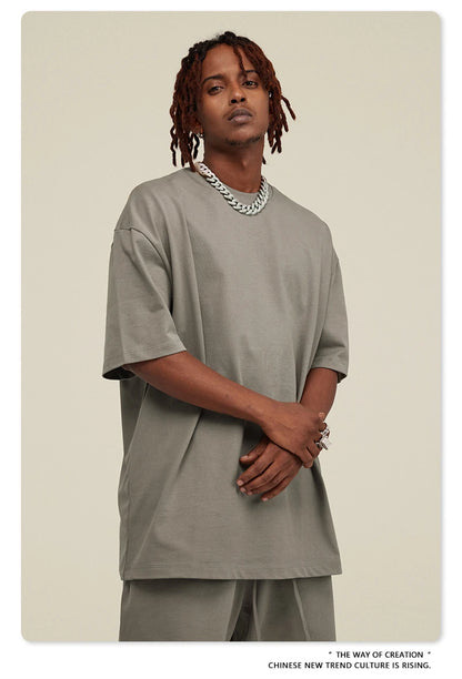 ZODF New 2025 Heavy Weight 305gsm Solid Cotton T Shirts For Men Unisex Summer Oversized Noshrink Basic T-Shirt Brand Tops HY0475