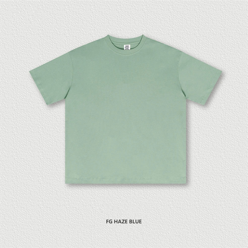 ZODF New 2025 Spring Summer 235gsm Solid Cotton T-Shirts For Men Women Unisex Loose Basic T Shirt Tees Brand Tops HY0970