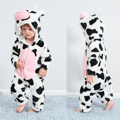 Baby Girl Romper Newborn 0 to 3 6 9 12 18 24 Months Winter Soft Warm Flannel Baby Rompers for Boy Clothes Kigurumi Cow Dinosaur