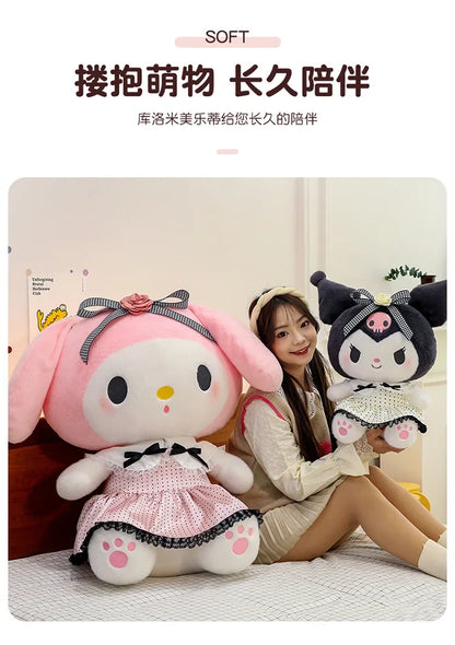 Sanrio Big Size 80cm Cute Kuromi My Melody Soft Stuffed Sofa Body Throw Pillow Plush Toys Dolls Kawaii Room Decor Holiday Gifts