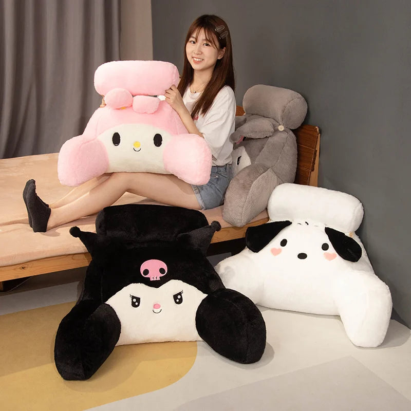 Sanrio Comfortable Back Cushion With Headrest Cinnamoroll My Melody Kuromi Cushion Lumbar Support Chair Sofa Bed Washable Gifts