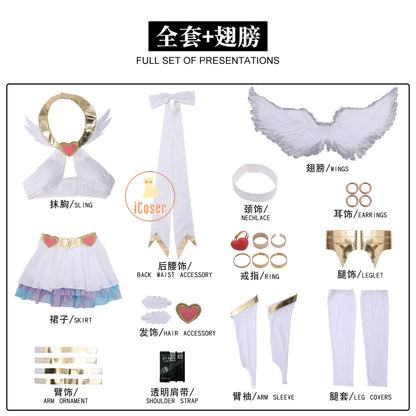 Anime New Panty Stocking with Garterbelt Pantiel Cosplay Costume Panty Anarchy Angel Skirt Wings Halloween Party for Women Girls